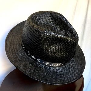 Black Straw Fedora Hat NWOT
